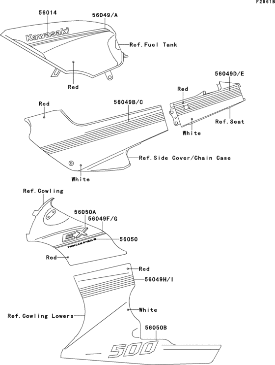  Decals(ex500-a5)(red / white)