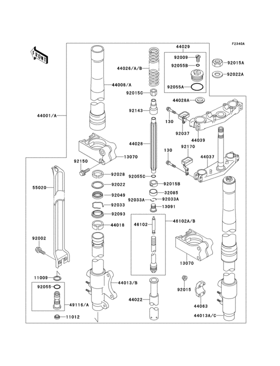 Front fork(1/2)(kx125-h2)