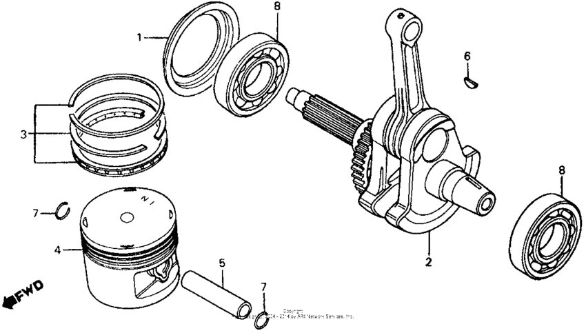 Crankshaft + piston 83-84