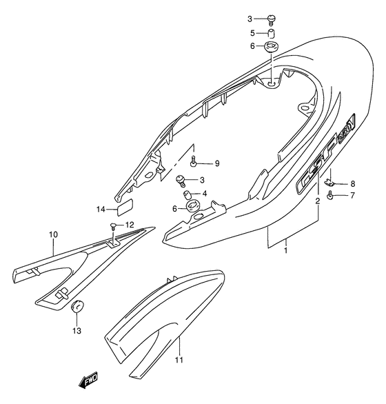 GSF250 Обтекатель задний
