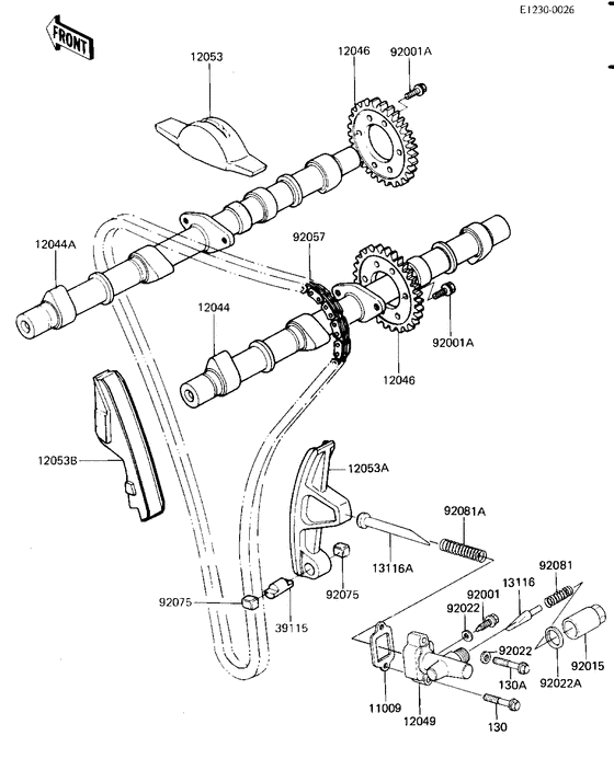 Camshafts/chain/tensioner