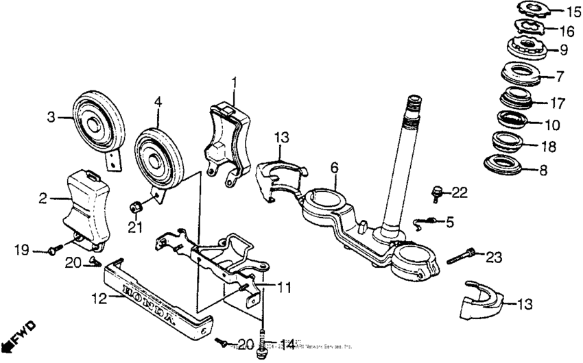 Steering stem + horn