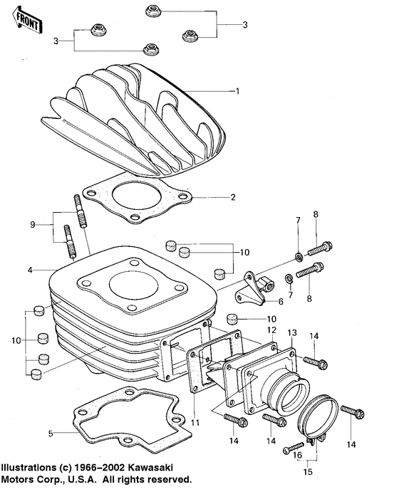 Cylinder head/cylinder/reed valve