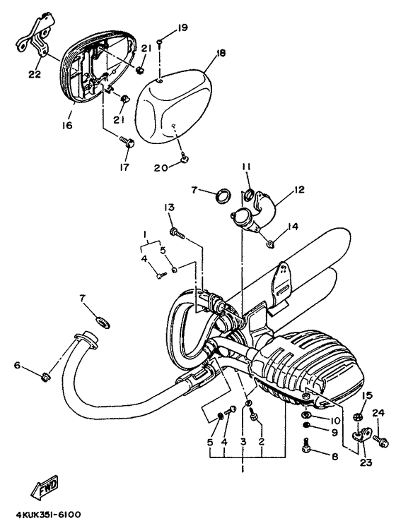 XV535 (FLAT) Выхлопная система