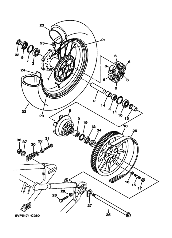Rear wheel complete assy