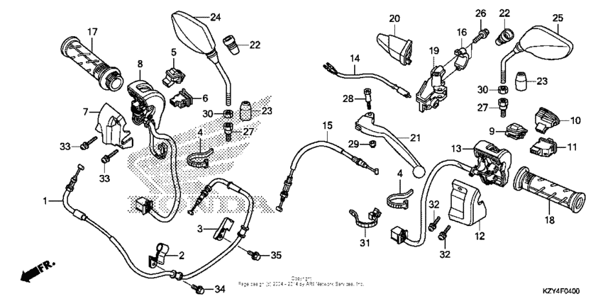 Handle lever + switch + cable