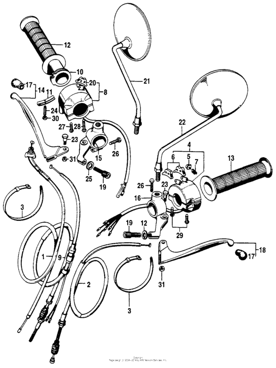 Turn signal + lighting switch + cable