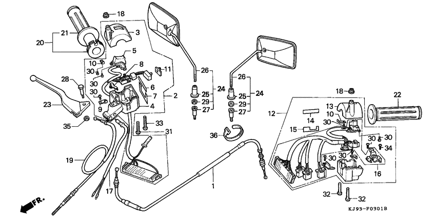 Cable/handle lever/switch