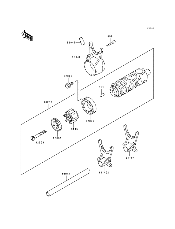 Gear change drum/shift forks