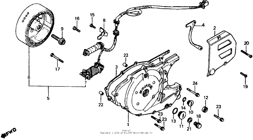 Left crankcase cover + alternator 81-82