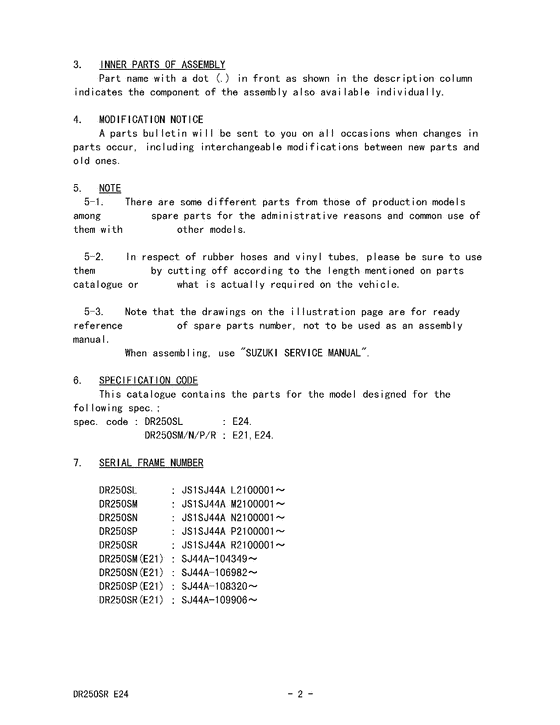 DR250 Catalog preface