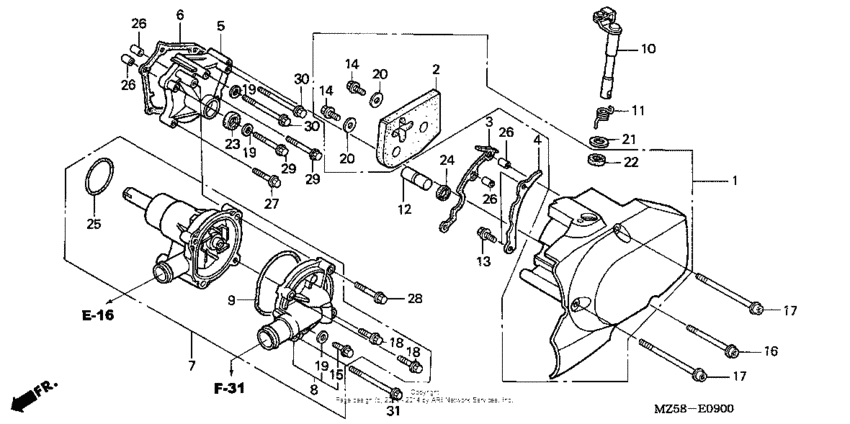 Water pump + left crankcase cover