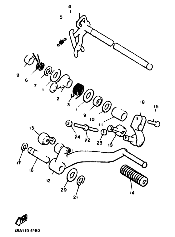 Shift shaft. pedal
