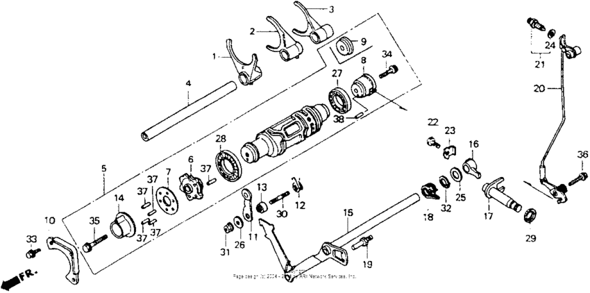 GL1500I Вал и вилки  коробки передач