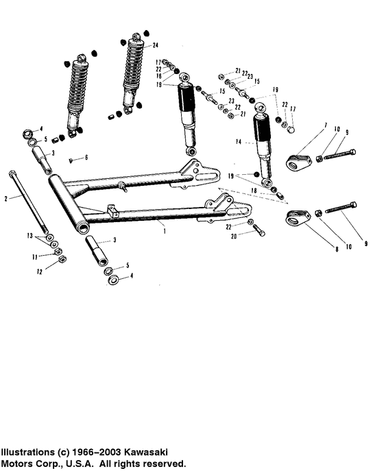 Swing arm/shock absorbers