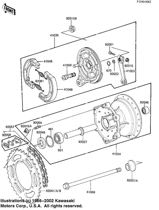 Rear hub/brake/chain