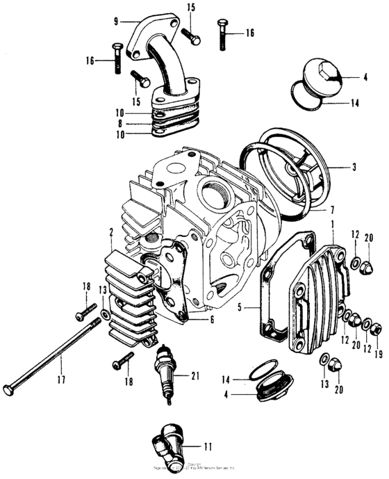 Cylinder head cover + inletpipe + spark plug