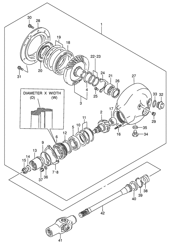 Propeller shaft/final drive gear