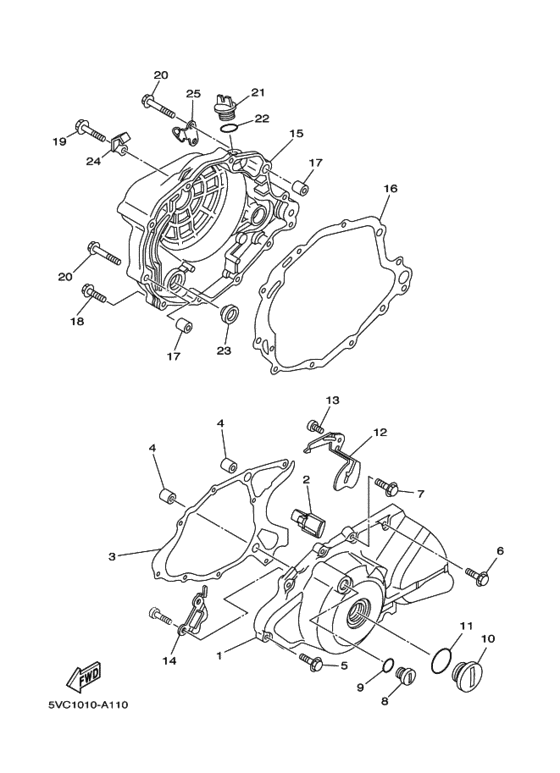 TW225E Crankcase cover ass`y  (v