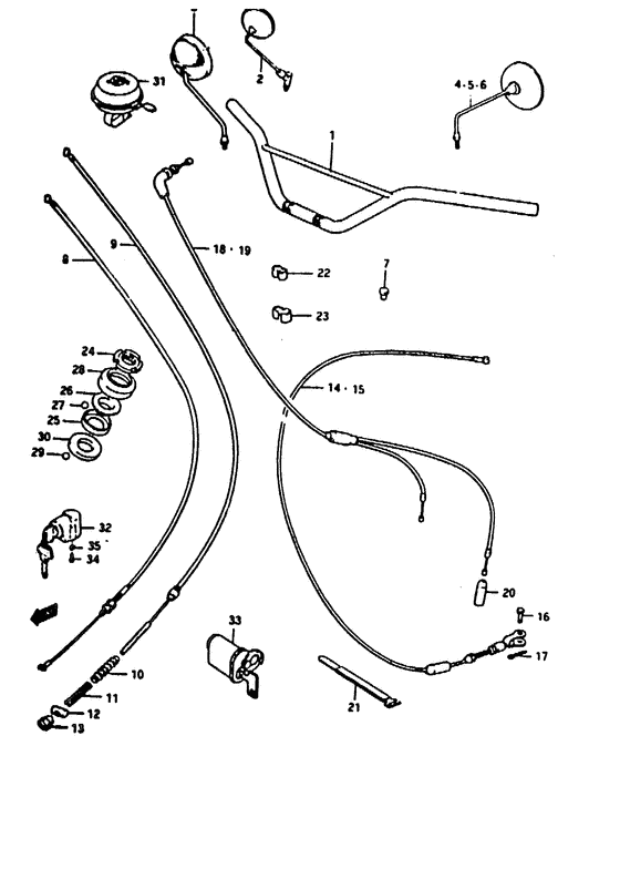 Handlebar - control cable