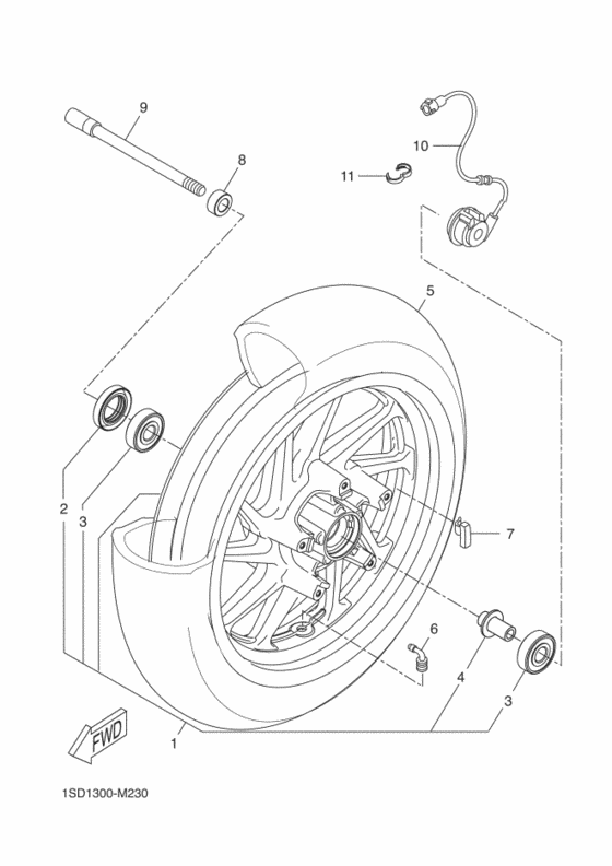 YP400R Переднее колесо