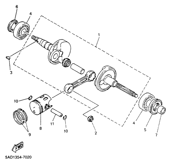 YN50R Коленчатый вал и поршни
