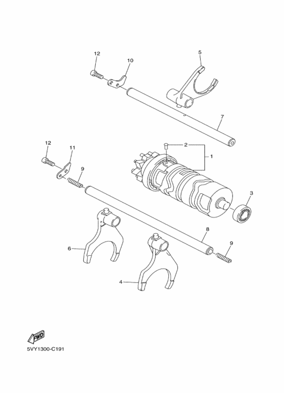 FZ8-N Shift cam & fork