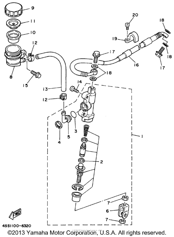 YZ125J1 Задний торм цилиндр
