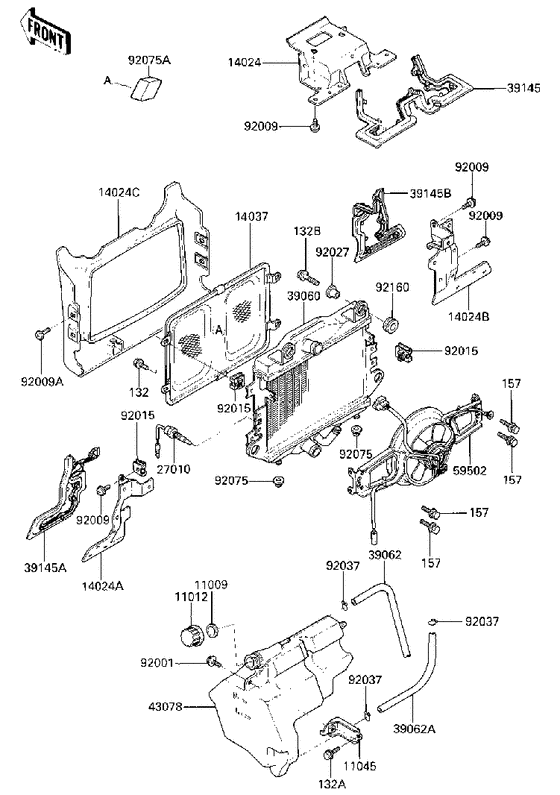 Radiator/fan/coolant tank