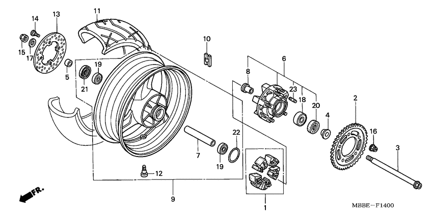 Rear wheel complete assy