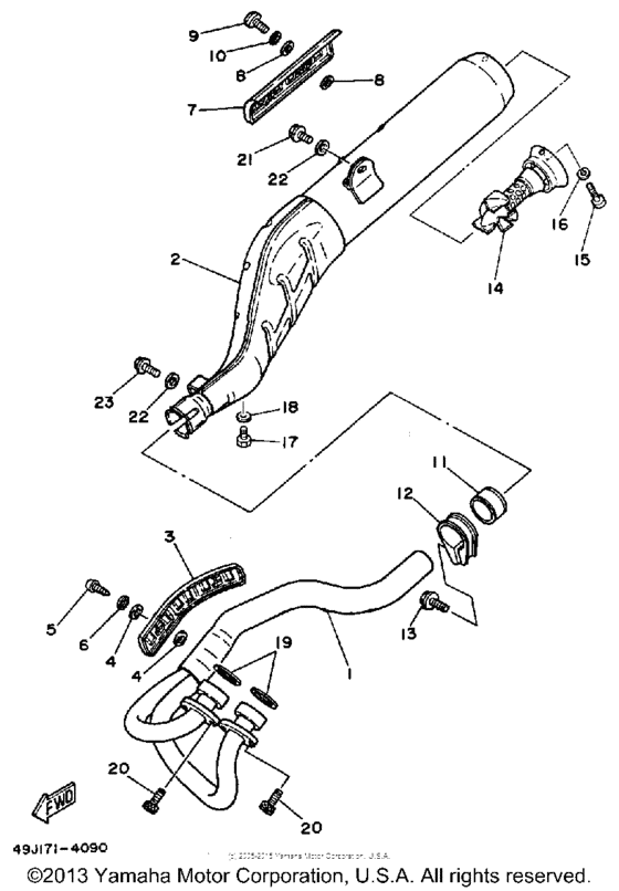 XT350NC (CA ED.) Выхлопная система