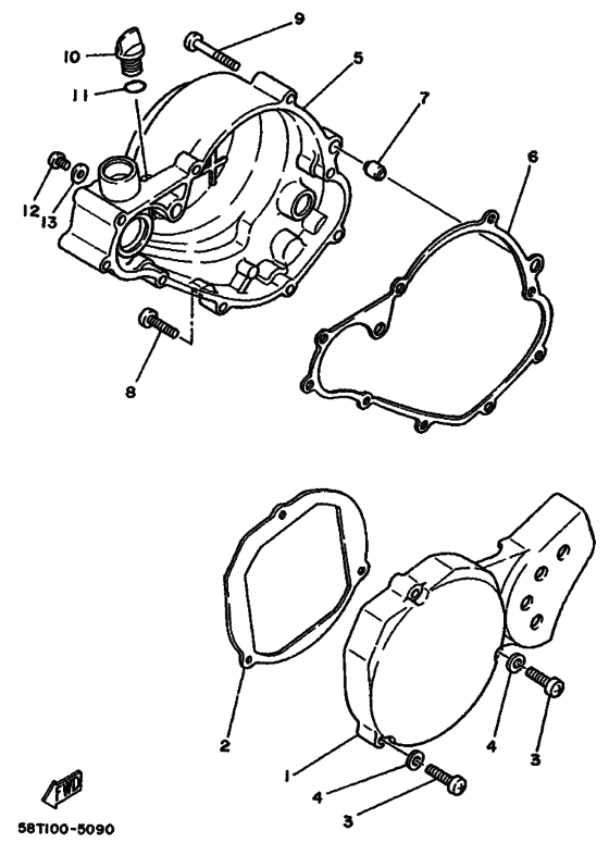 YZ80 YZ80D Crankcase cover ass`y  (v