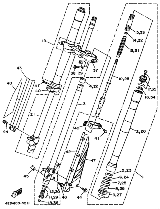 YZ80LC Передняя вилка