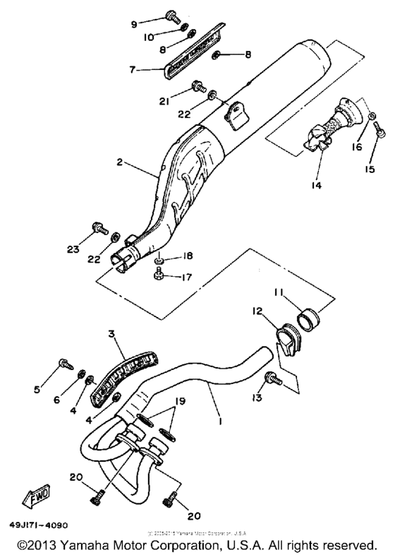 XT350SC (CA ED.) Выхлопная система
