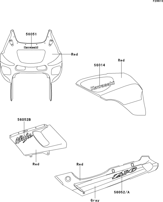 ZX600 Decals(red)(ca,us)(zx600-e8)