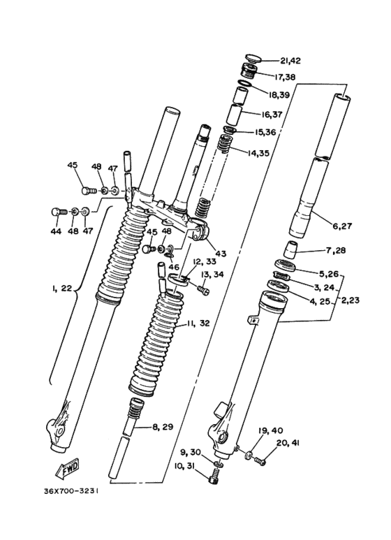 Front fork assy(ur silv