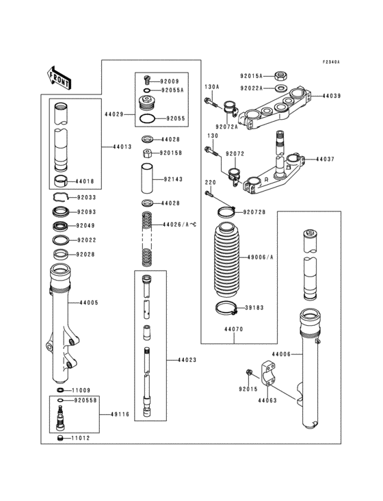 Front fork(1/2)(kdx200-h4/h5)