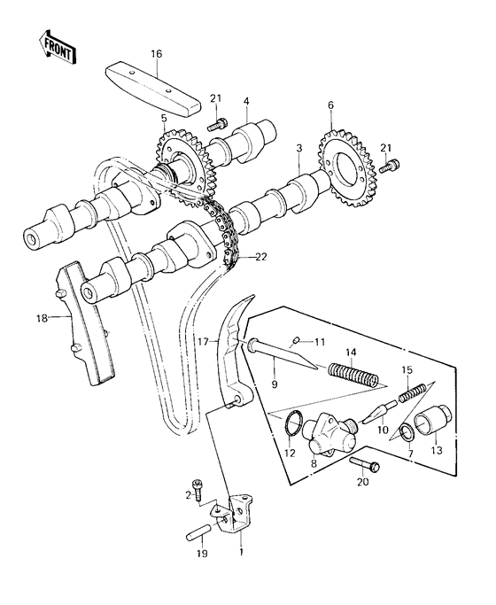 Camshafts/chain/tensioner