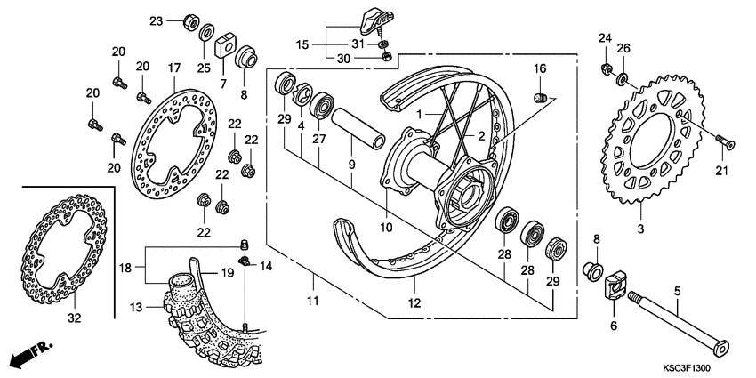 Rear wheel complete assy