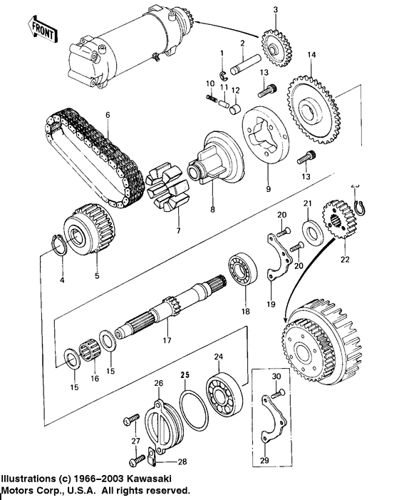 Secondary shaft/starter clutch