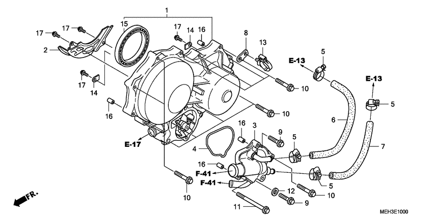 Left crankcase cover/wate r pump