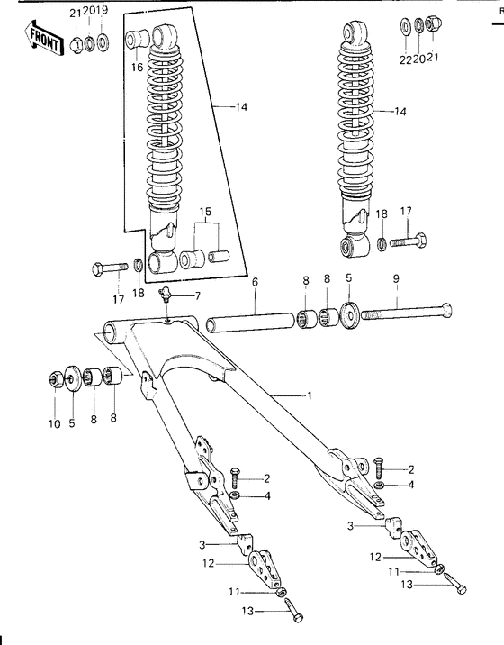 Swing arm/shock absorbers