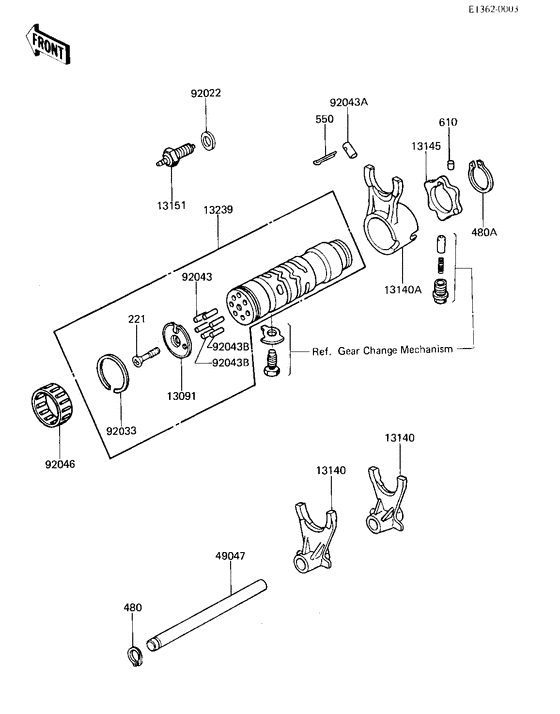 Gear change drum & forks