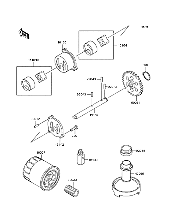 ZX400 Масляный насос и фильтр