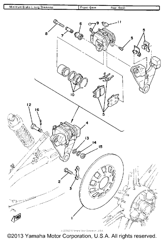 Rear disc brake-caliper