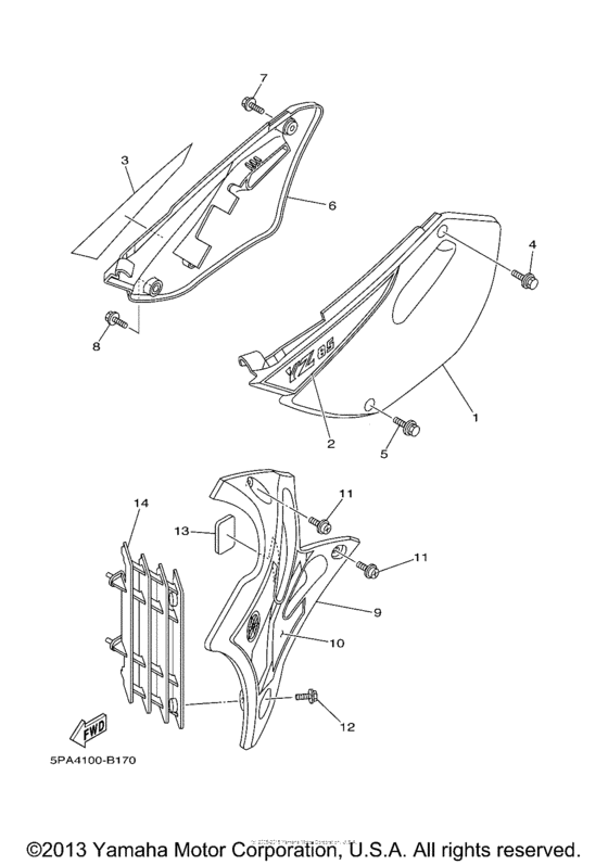 YZ85R Боковые обтекатели