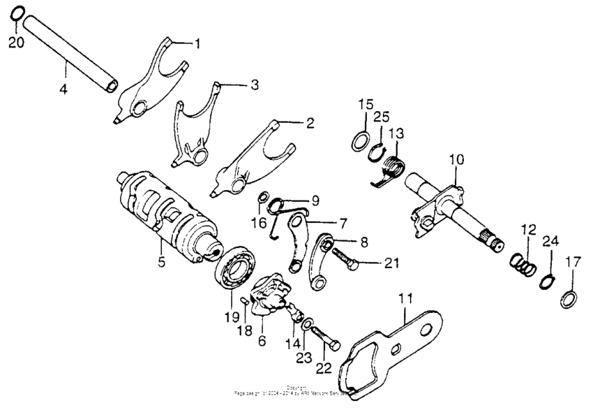 Shift drum + shift fork