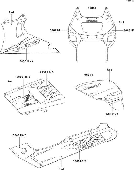 ZX600 Decals(red)(zx600-e3)