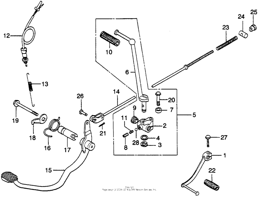 Brake pedals + kick starter arm