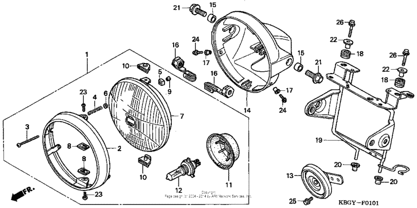 Headlight (cb250'01-'07)